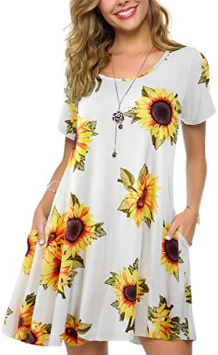 ZENNILO Plus Size Casual T Shirt Dresses for Women Flowy Swing Tunic Dress Pockets