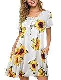 ZENNILO Plus Size Casual T Shirt Dresses for Women Flowy Swing Tunic Dress Pockets