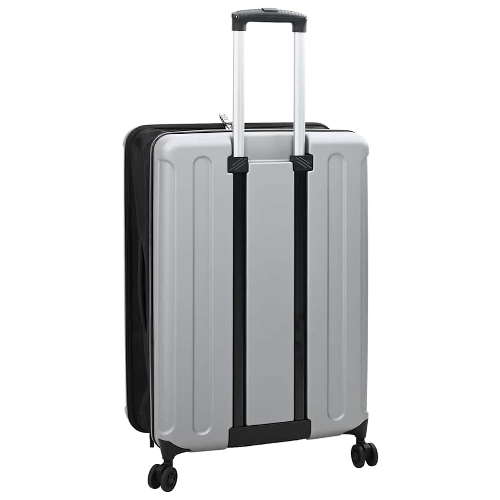 Maleta de viaje plateada con cerradura, plástico ABS, 50 x 30 x 76 cm, 4,65 kg, carro con asa y ruedas para vacaciones, tren, fin de semana y transporte ordenado