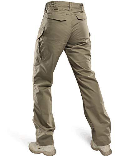 Hard Land Men's Tactical Pants Ripstop With 14 Multi Pockets Water Resistant Gusseted Work Cargo Pants Khaki 36W×30L #TOP1