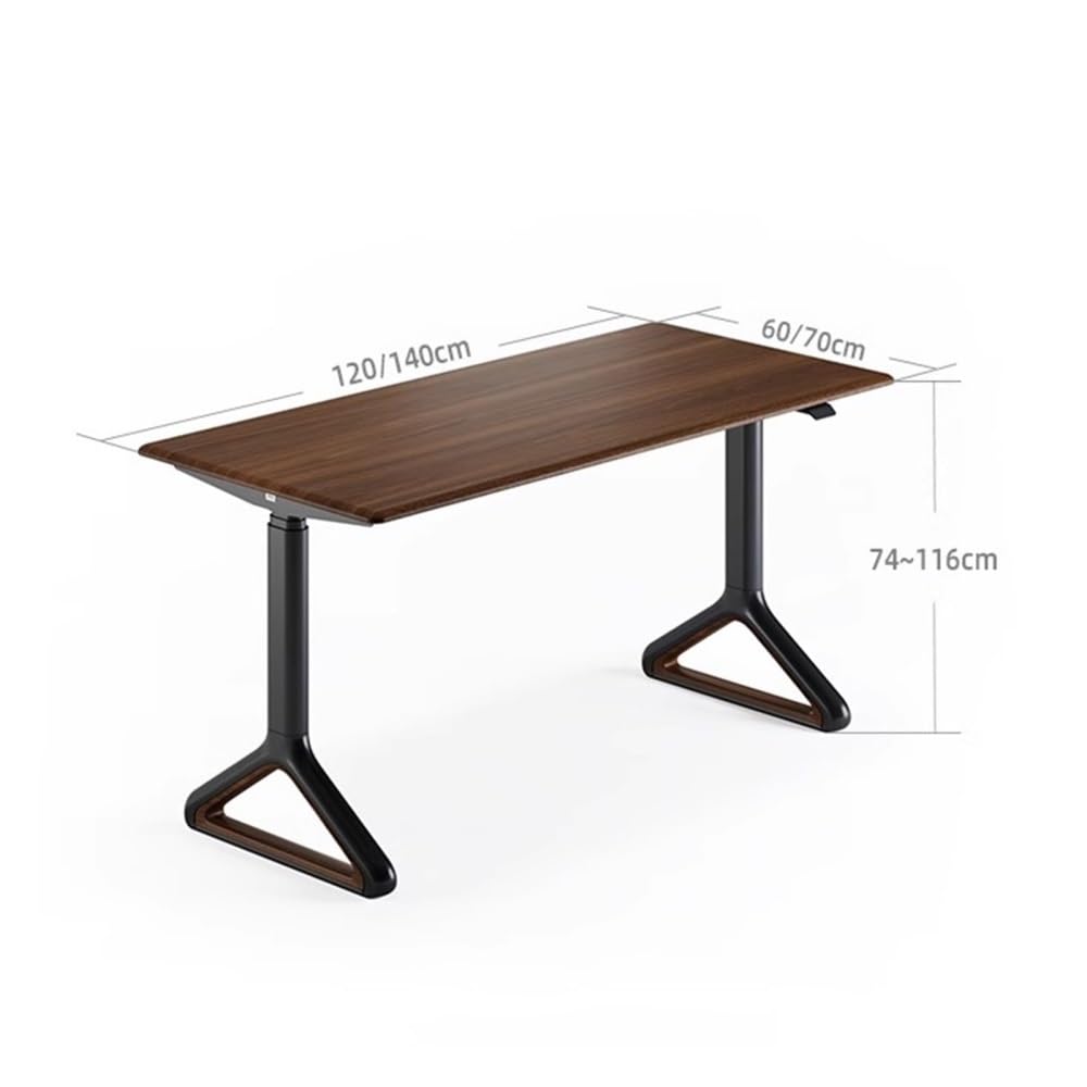 Biurko komputerowe, Biurko elektryczne z regulacją wysokości, nowoczesne biurko do pisania, drewniane funkcją siedzenia i wstawania(Natural,120cm)