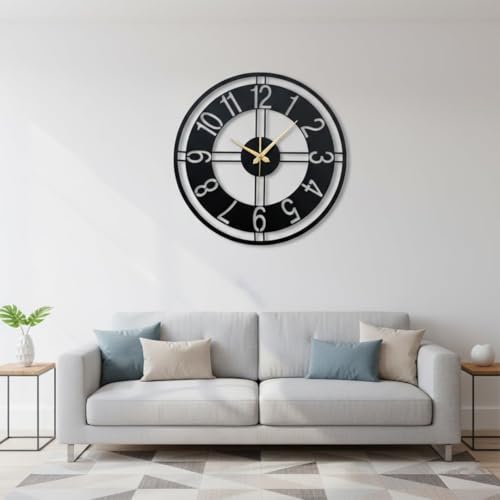 Image of Morden Metal Wall Clock for Living Room, Bedroom, Office, Kitchen, Stylish Wall Clock for Home and Hall, Designer Big Size Modern(DA-256, 50CM)