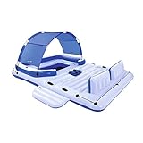  SADDPA Gigante 6 Persona Inflable Tropical Breeze Isla Flotante Cama Barco Piscina flotadores con Sun Canopy Agua Juguetes Diversión de la Piscina balsa (Color : A)