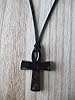 Hematite Ankh Necklace Adjustable Cord Large Gemstone Pendant Egyptian Cross Key of Life Gift #4