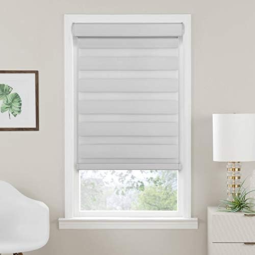 Miniatura 3 de PowerSellerUSA Persianas enrollables sin cordón, de doble capa, con diseño de cebra, con control de luz y de privacidad, 23 x 72 pulgadas, color