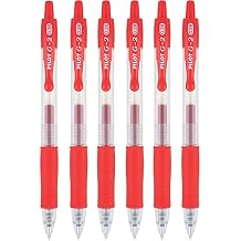 Pilot G2 Retractable Rollerball Gel Pens, Ultra Fine Point, 0.38mm, Red Ink, 6 Count