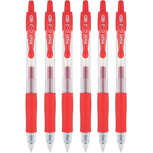 Bolígrafos gel retráctiles Pilot G2, punta ultra fina 0.38 mm, tinta roja, 6 unidades miniatura 1