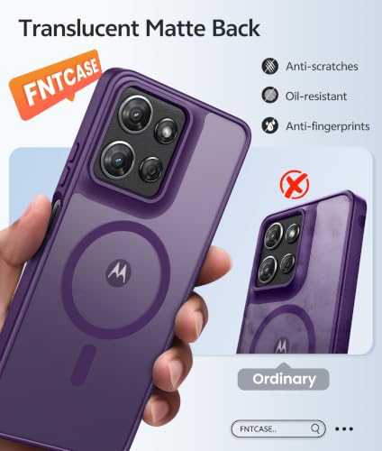 Image of FNTCASE for Moto G 2026 /2025 Case: Motorola Moto G Play 5G 2026 Case [Compatible with Magsafe] Translucent Matte Cases with [Screen Protector] Military Grade Shockproof Protective Phone Cover -Purple
