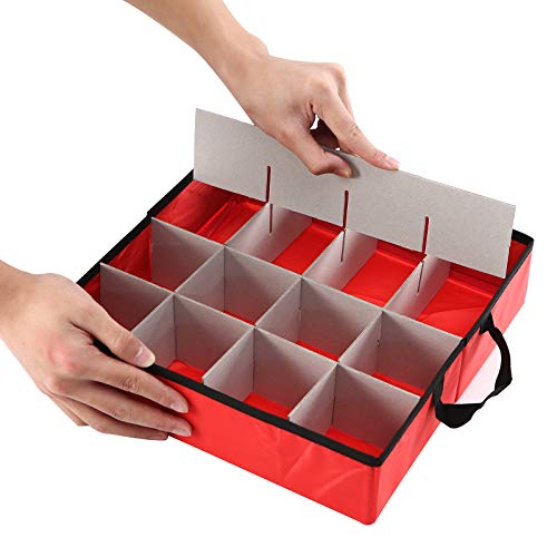 Sattiyrch Underbed Christmas Ornament Storage Box Zippered Closure - Stores Up To 64 Of The 3-Inch Standard Christmas Ornaments, And Xmas Holiday Accessories Storage Container With Dividers & Two Handles #TOP5