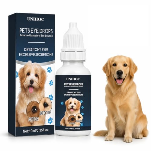 UNIHOC Pet Eye Drops 10 ml – Augenpflege für Hunde und Katzen, zur Reinigung der Augenpartie, gegen Tränenflecken und Augensekret, Feuchtigkeitspflege für empfindliche Tieraugen