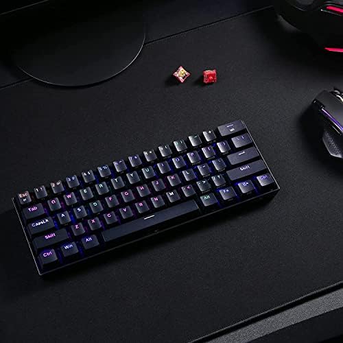 Redragon K530 Pro Draconic 60% Wireless RGB Mechanical Keyboard, Bluetooth/2.4Ghz/Wired 3-Mode 61 Keys Compact Gaming Keyboard w/100% Hot-Swap Socket, Free-Mod Plate Mounted PCB & Linear Red Switch