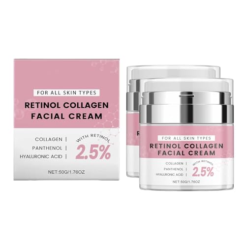 Crema hidratante facial con retinol con colágeno y ácido hialurónico, crema reafirmante facial instantánea, crema para el cuello para tonificar y fortalecer, crema para las arrugas para mujeres y