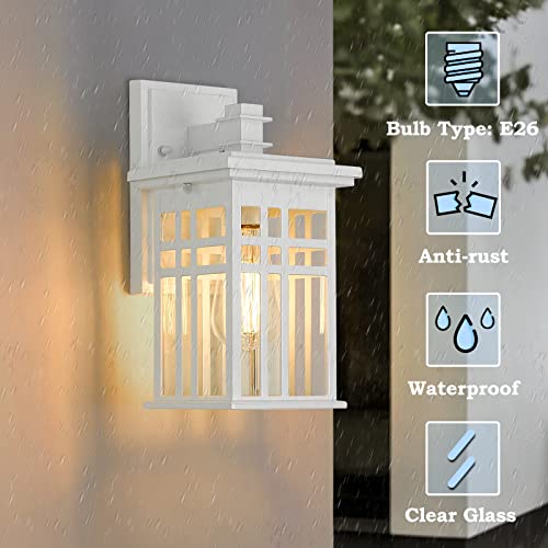 Zeyu Modern Outdoor Wall Light - 12 Inch Exterior Light Fixture for House Front Porch, Clear Glass Shade in White Finish, 20068B1 WH by zeyu - Image 3