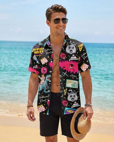Image of 99TIMORO Fathers Movie Hawaiian Shirt for Men, Characters Button Down Short Sleeve Top, Summer Beach Gifts