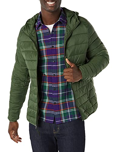 Amazon Essentials Chaqueta Acolchada Ligera y Resistente al Agua para Hombre, Verde Oliva Oscuro, Talla XL