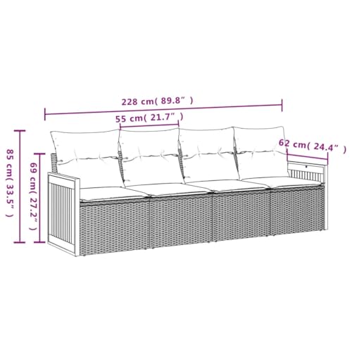 Canapé de jardin 4 pièces résistant aux intempéries avec coussins