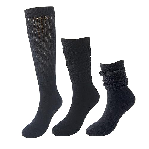 BONANGEL Slouch Socks for Woman, 3 Pairs Long Scrunchy Scrunch Slouchy Tube Boot Socks for Women Girls Size 5-112