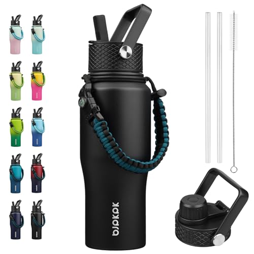 Image of BJPKPK 23oz Insulated Water Bottle with Straw Lid, Stainless Steel Bottle
