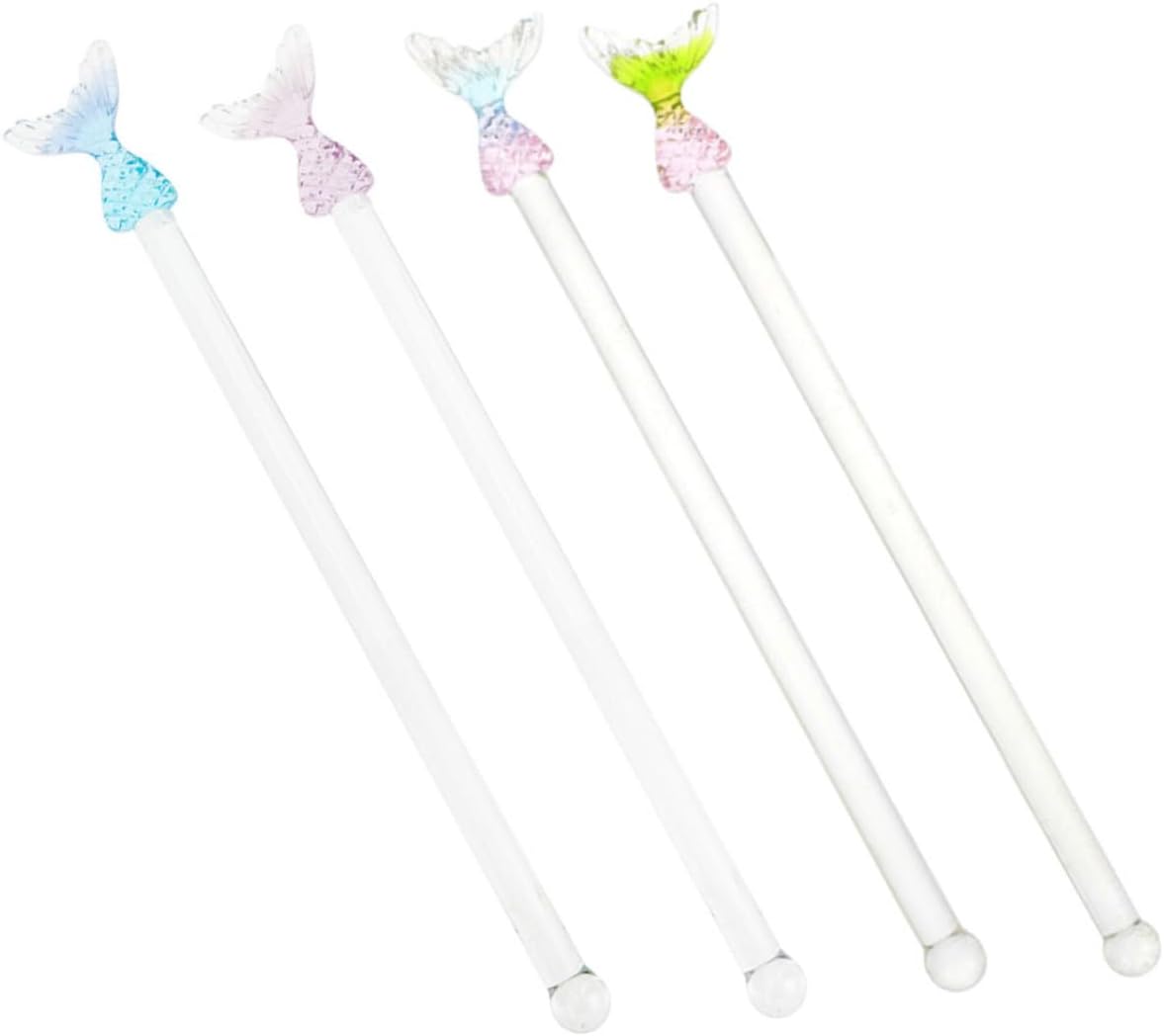 Hemoton 4pcs Mermaid Stirring Rods Handle Coffee and Cocktail Stirrers for Juices Tea and Beverages Ergonomic Design for Comfortable Mixing