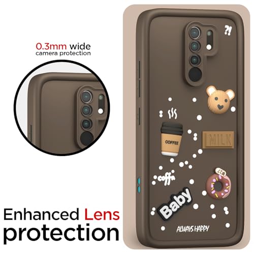 Image of Pikkme Back Cover for Redmi 9 Prime /Poco M2 | Cute Fun Cartoon 3D Bear Silicone Full Body Protection Bumper Case (Brown)