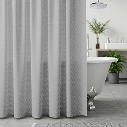 Wakefit Shower Curtain 7 Feet 14 Free Hooks No Plastic Smell Waterproof Fabric Machine Washable