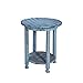 Rustic Cottage Round End Table with 1 Shelf, Blue Antique