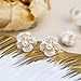Jean Beau White Pearl Flower Stud Earrings for Women Cute 925 Sterling Silver Hypoallergenic Small CZ Floral Earrings Fashion Outfit Accessories Jewelry Gift