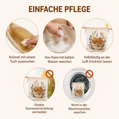 Foto von ELESKY Brotbeutel 2er Set, XL 43 × 33 cm, Leinen mit Bienenwachs