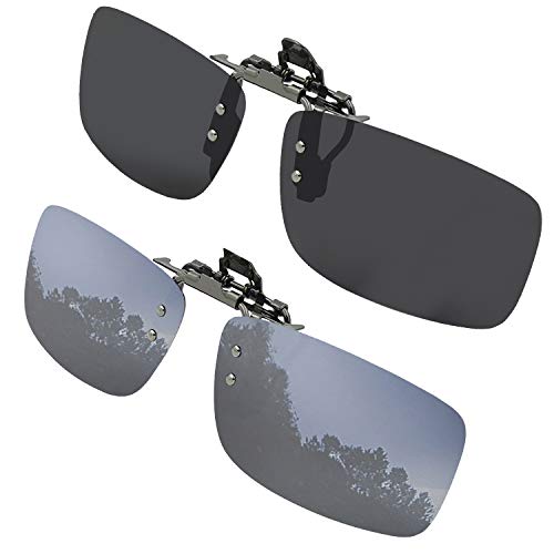 Clip On Sunglasses Flip Up Polarized Sunglasses Clip on over Prescription Eyeglasses with Case