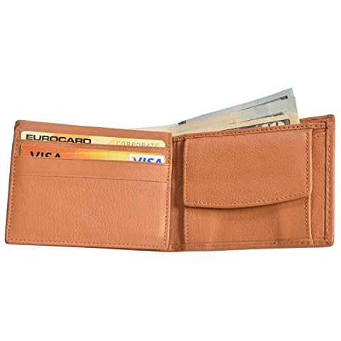 LB LEATHERBOSS Leatheross Genuine Leather Boys Slim Compact Flap Id and Coin Pocket Bifold Wallet (Tan) Cover
