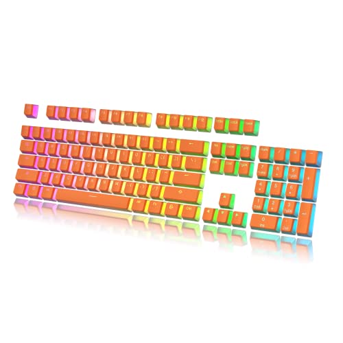 HK GAMING Pudding Keycaps Set | Doubleshot PBT Keycap Set | Full 112 OEM Profile Key Set | ANSI US-Layout | for Mechanical Keyboard | Compatible with Cherry MX, Gateron, Kailh, Outemu |Orange