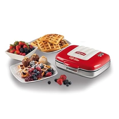 Ariete Waffeleisen Party Time 1973, Waffelplatte mit Antihaftbeschichtung, Kabelaufwicklung, Sicherheitsverschluss und Betriebskontrollleuchte, 700 W, Rot – Bild 3
