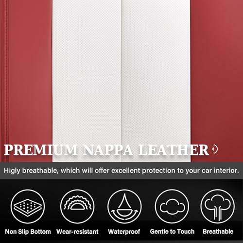 Image of Coverado Leather Rear Seat Covers for Cars, Faux Leather Car Seat Covers Backseat, Waterproof Back Seat Cover for Dogs, Universal Automotive Seat Covers Backseat Seat Cushion Protector, Red&White