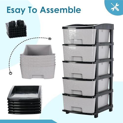Image of 5XL Plastic Modular Drawer System for Home, Office, Hospital, Parlor, School, Doctors, Home and Kids, Product Dimension When assembeled