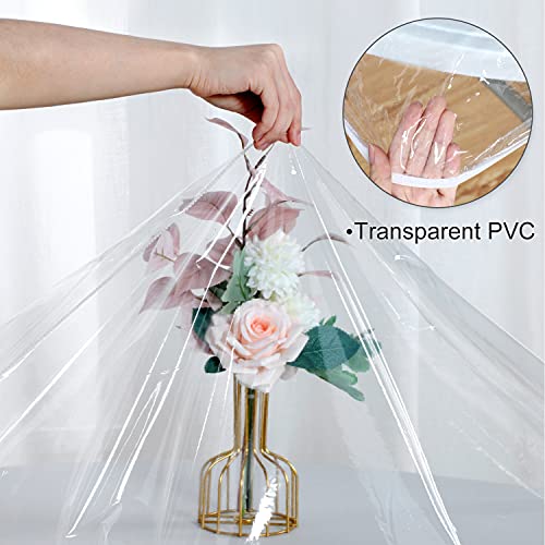 Lushvida Round Waterproof Table Cover Elastic Tablecloth Vinyl Fitted Table Cover Elastic Edged Plastic Table Cover Fits Tables Up To 45"-56" R Clear #TOP2