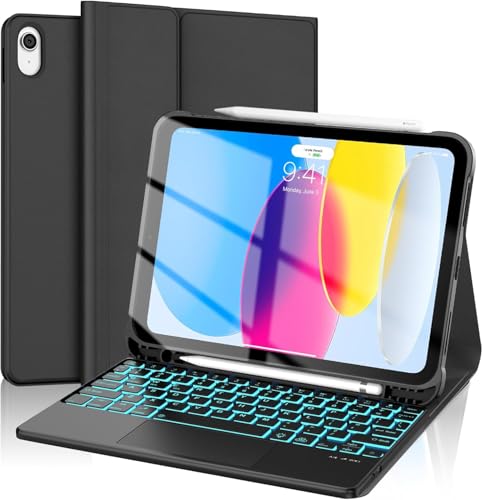 SENGBIRCH ipad A16 11世代/10世代 キーボード タッチパッド搭載 7色バックライト ipad a16 キーボード付きケース 10.9/11インチ対応 脱着式 ペン収納 オートスリープ機能 多角度調整 防汚素材 耐衝撃 全面保護 Type-C充電式 日本語取扱説明書付き ブラック
