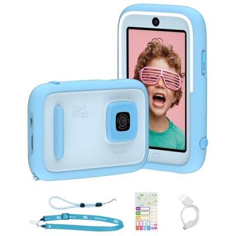 New AI Editor Camera for Kids myFirst Camera 50 Kids' Digital Camera 20MP Photos 1080P Video, Front & Selfie Lens Christmas Birthday Gifts for Boys & Girls Ages 4-15 Portable Travel Camera (Blue) Cover