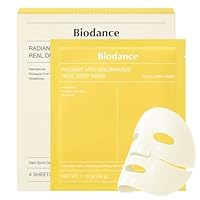 BIODANCE Radiant Vita Niacinamide Real Deep Face Mask 4 Pcs | Hydrogel Overnight Mask | Tone Correction, Texture Refining and Glow | Korean Face Mask for Glass Skin | Korean Skincare, Easter Gifts