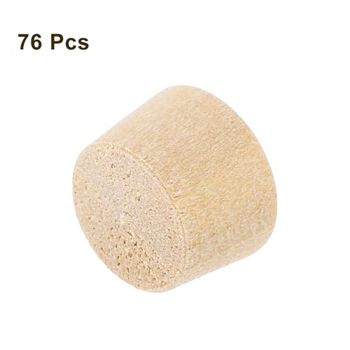 Image of uxcell 76Pcs Wood Button Plugs, 9.5mm /0.37 inch Flat Head Hardwood Screw Hole Plug Wooden Caps Buttons Wood Plug for Furniture Woodworking Craft Decor (11mm x 9.5mm)