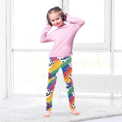 Cowboy Hat Rainbow Painting Girls Leggings Ultra Soft Compression Yoga Gym Pants for Kids 4-10T4