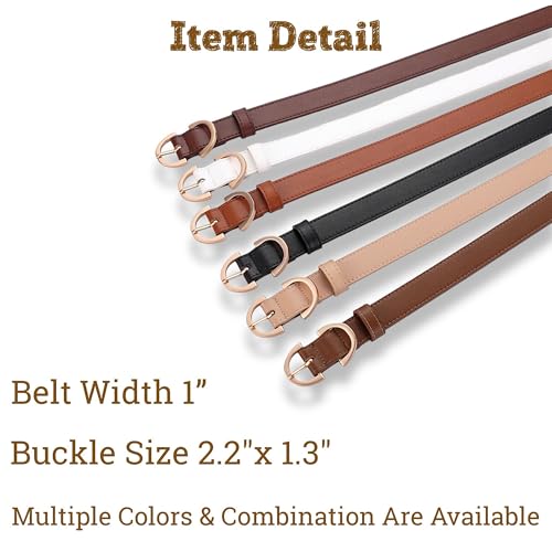 Women's Belt Soft Premium Genuine Leather Belts Waist Belt Solid Color Gold Buckle Waistband For Pants, Jeans & Dress4