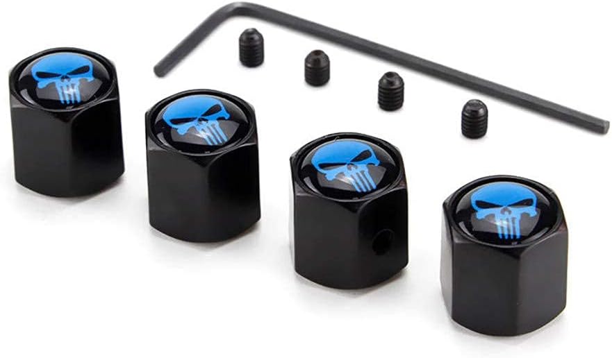 Minleer 4Pcs AntiTheft Valve Caps, Skull Tire Tyre Wheel Car Auto Caps