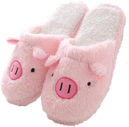 Pantufas Feminina de Porquinho Rosa, Felpuda, Pêlo Macia e Quente...