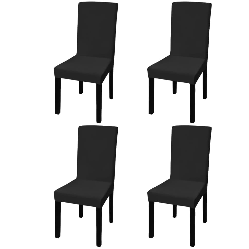 Funda de silla recta elástica, 4 piezas, color negro