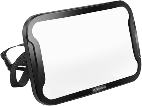 MOMSMENU Vehicle Baby Mirror with Sticker for Back Seat, Safe During Driving, Large Field of View Mirror, See Your Childs Face, Easy Installation, 360 Degree Rotation, 245 175mm