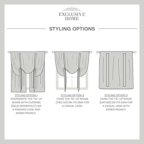 Exclusive Home Sateen Twill Woven Room Darkening Blackout Rod Pocket Tie Up Shade, 52"X63", Linen #TOP3