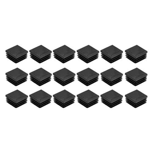 Image of uxcell 12Pcs Square Plastic Plugs, 30 x 30mm /1.18 x 1.18inch PE Pipe Tubing End Caps for 24-28mm /0.94-1.1inch Square Tube Furniture Chair Leg, Black
