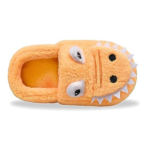 Unisex-Child Plush Faux 𝐅𝐮𝐫 Slip on House Slippers Boys Girls Cow 𝐂rocodile Style Indoor Holiday Slippers3