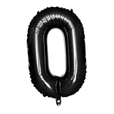 ULTECHNOVO Globos Números Negros con Orificio Globos de Foil Jumbo para Decoración de Cumpleaños Paquete de Unidades Reutilizables con Válvula Auto Sellante para Fiestas