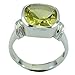 CaratYogi - Anello in argento al quarzo limone, a forma di cuscino, con lunetta, misura M, N O P Q R e Argento, 66 (21.0), colore: Limone, cod. CYSRLQ028-W
